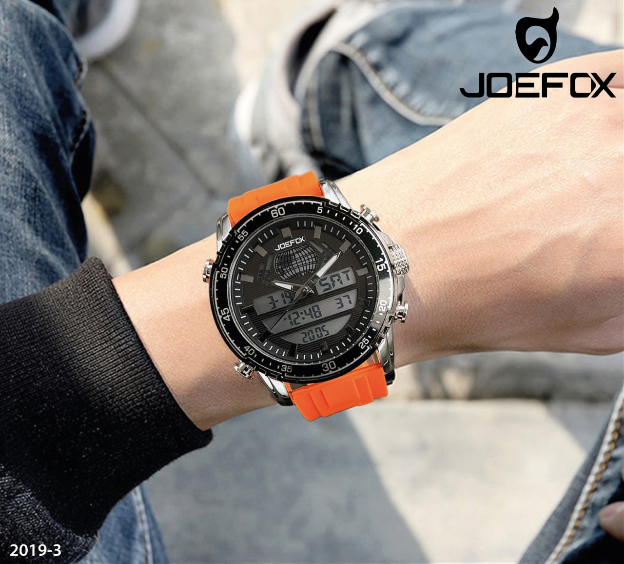 2019-3 RELOJ JOEFOX ANA-DIG LUZ LED SILICONA HOMBRE