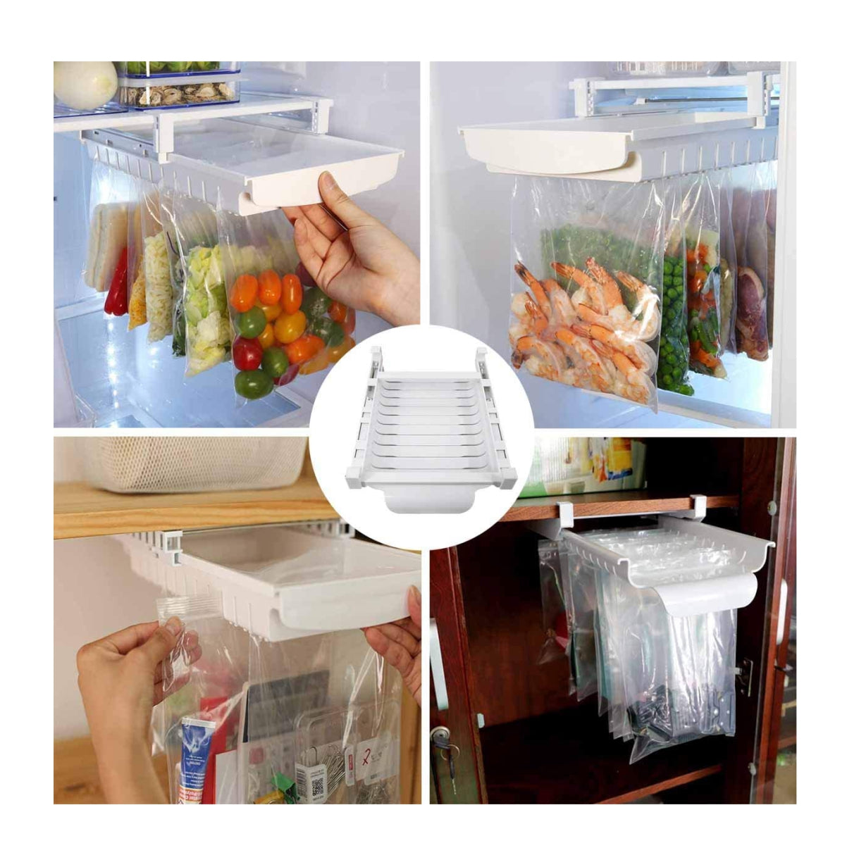 Estante Organizador De Bolsas Para Refrigerador Con10 Bolsas