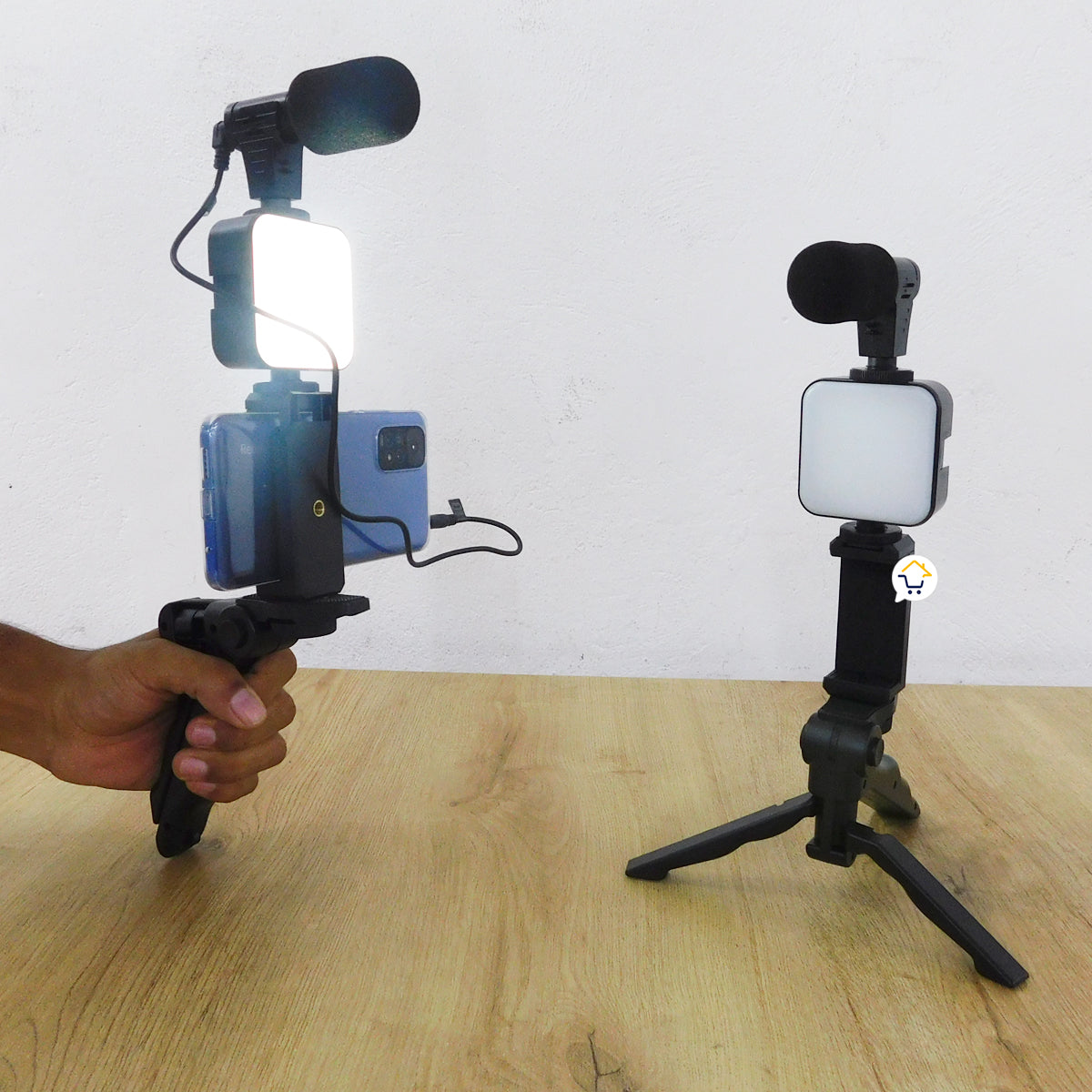 Kit Estabilizador Trípode Soporte Celular Luz Led Micrófono Vlog Video AY49