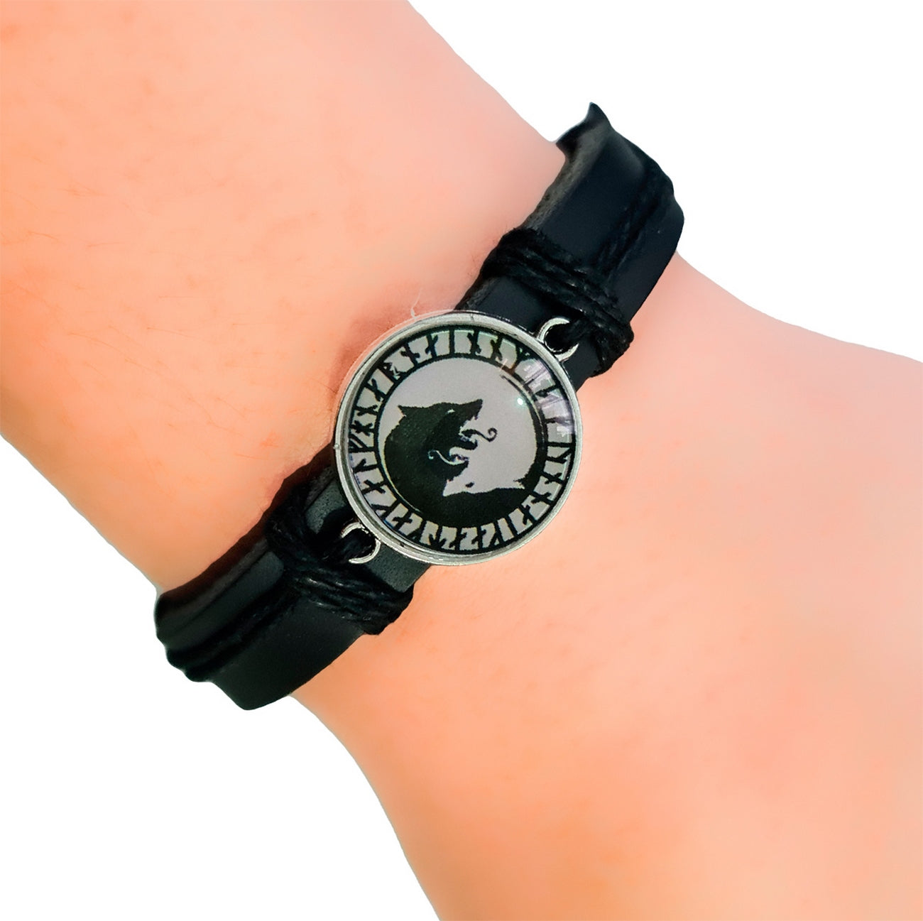 Pulsera Cristal Simbolo Lobo Vikingo + Estuche